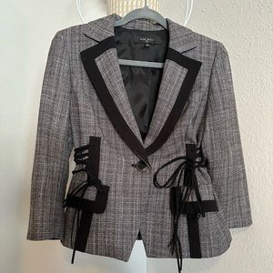 Nine West Grey Blazer with Leather Accents